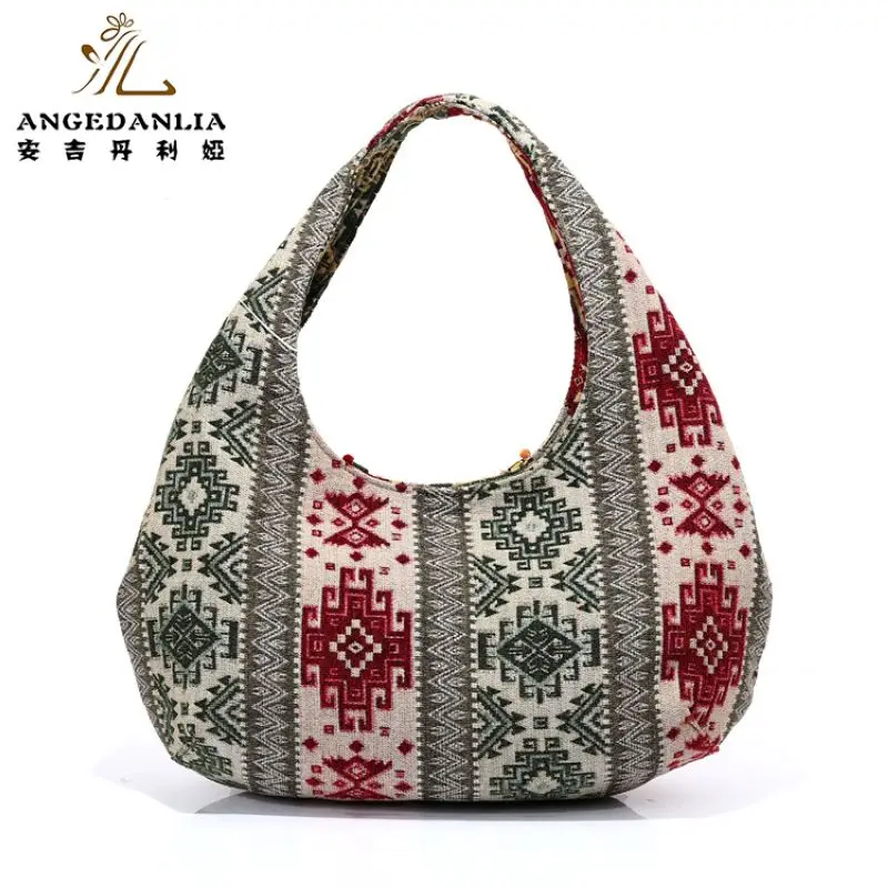 Women Bohemian Half Moon Boho Handbag Las Colorful Beading Women Bohemian Half Moon Boho Handbag Las Colorful Beading Shoulder Bag Cotton Fabric Canvas National Ethnic Bucket Bags In From Luggage