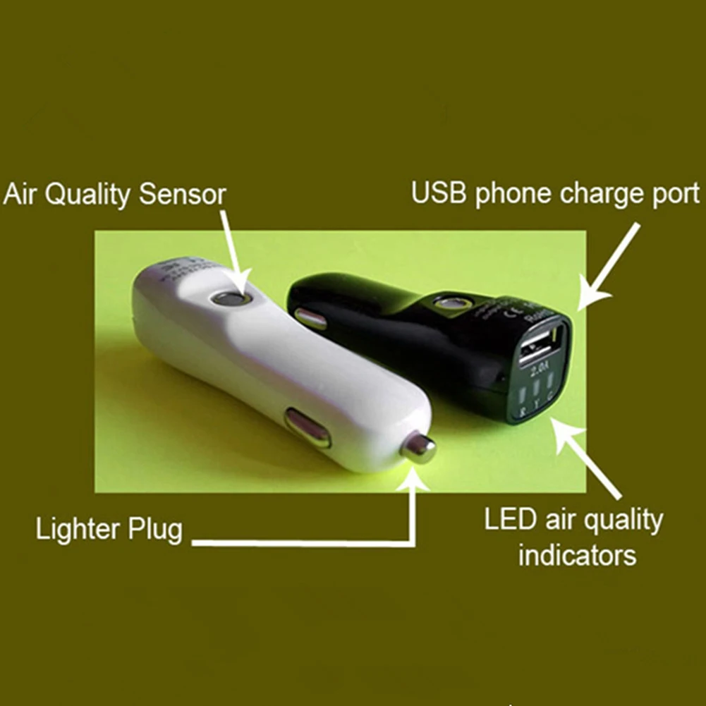 Alloet 2 в 1 USB зарядное устройство 5 в 2 а с детектором качества воздуха, USB прикуриватель зарядное устройство для iPod, iPad, iPhone