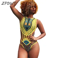ZPDWT туземные купальники для женщин Африканский принт купальный костюм с вырезами Монокини Бандаж цельный купальник женский пляжный трикини