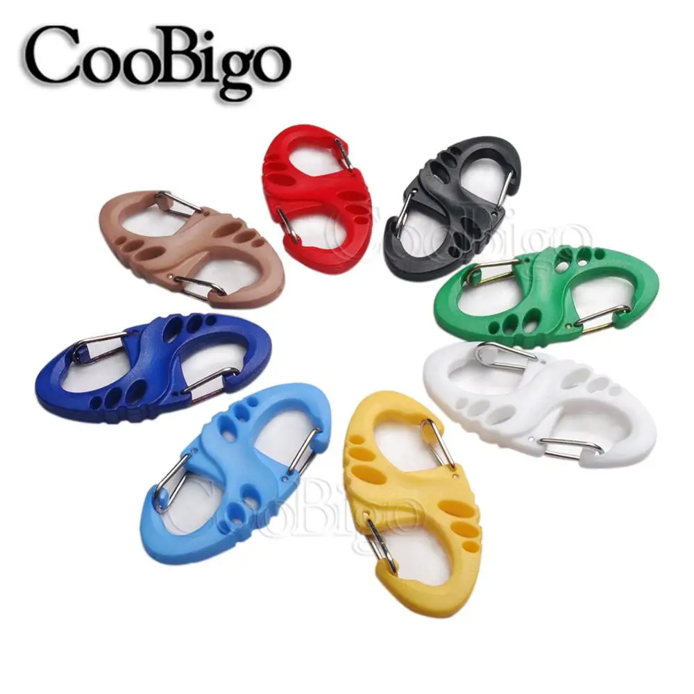 

10pcs Colorful Carabiner Hook 8 S Shape Snap Clip Outdoor Camping Tactical Backpack Buckle Quick Release Keychain Survival Kits