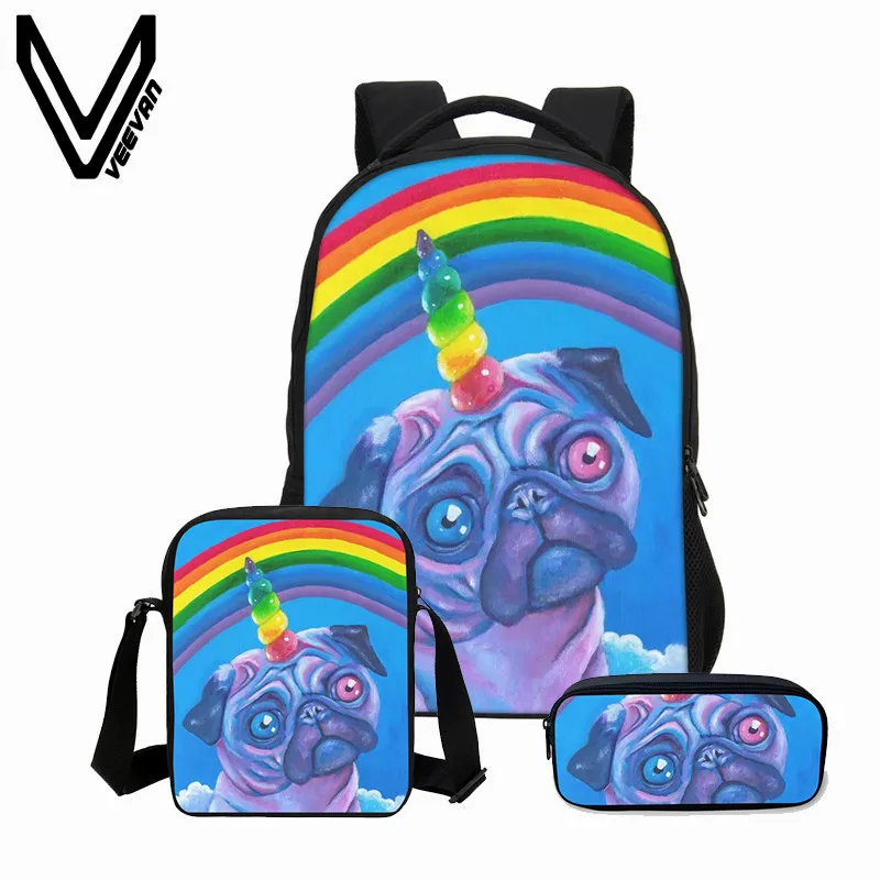 Школьный рюкзак VEEVANV с животными mochila единорог чехол для карандашей 3 шт./компл.
