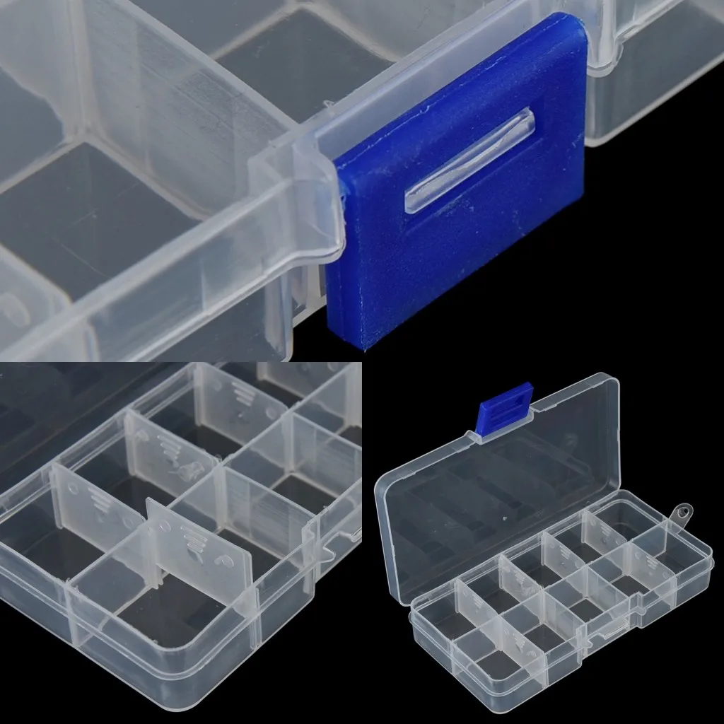 

1Pcs Adjustable Plastic10 Compart mentsfishing tackle box for fishing accessories fishing lure Hook Bait Storage Drop Shipping
