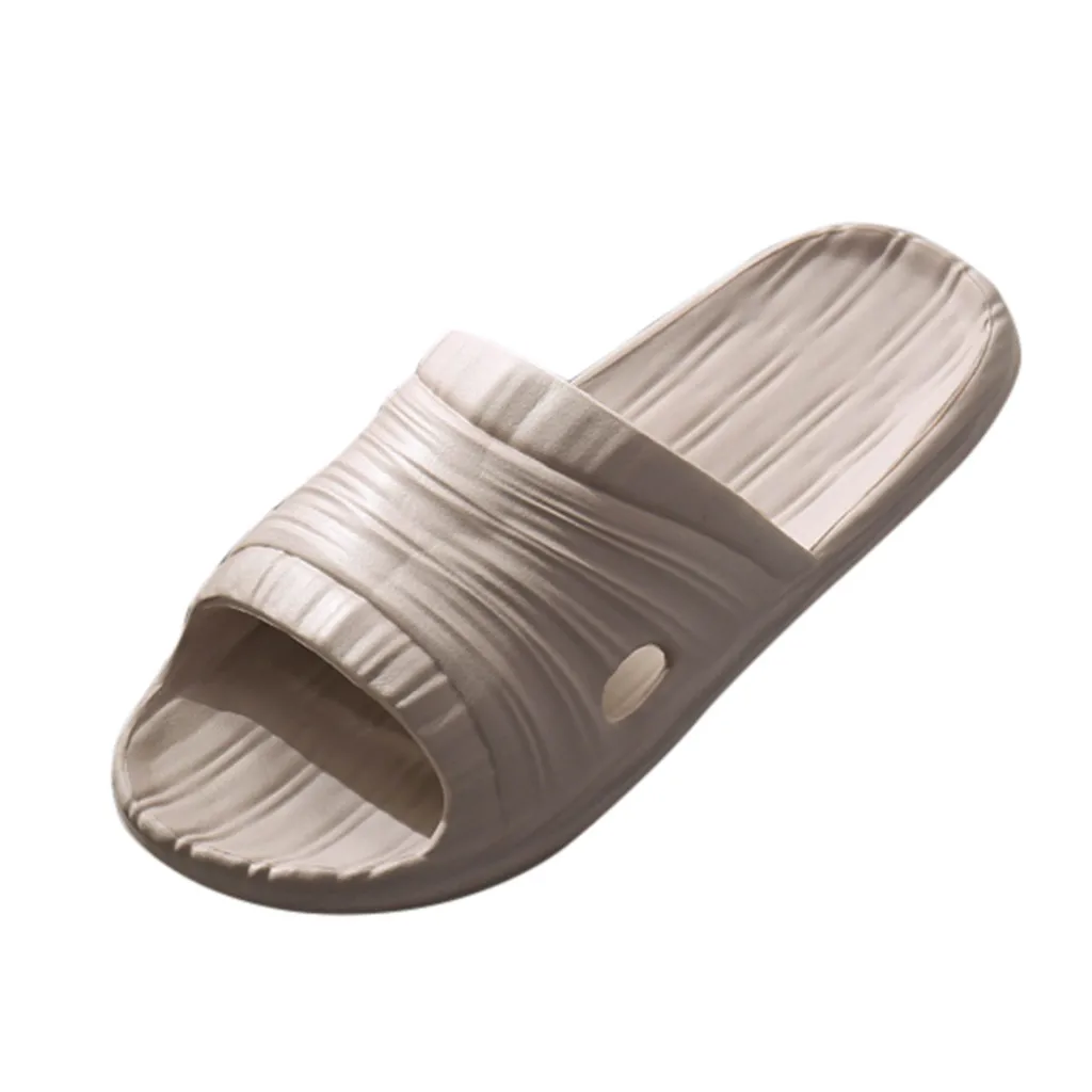 

Men Marketing Slippers Summer Floor Skid Proof Home Floor Slippers Indoor Family Stripe Flat Bathroom Bath Sandal Slippers