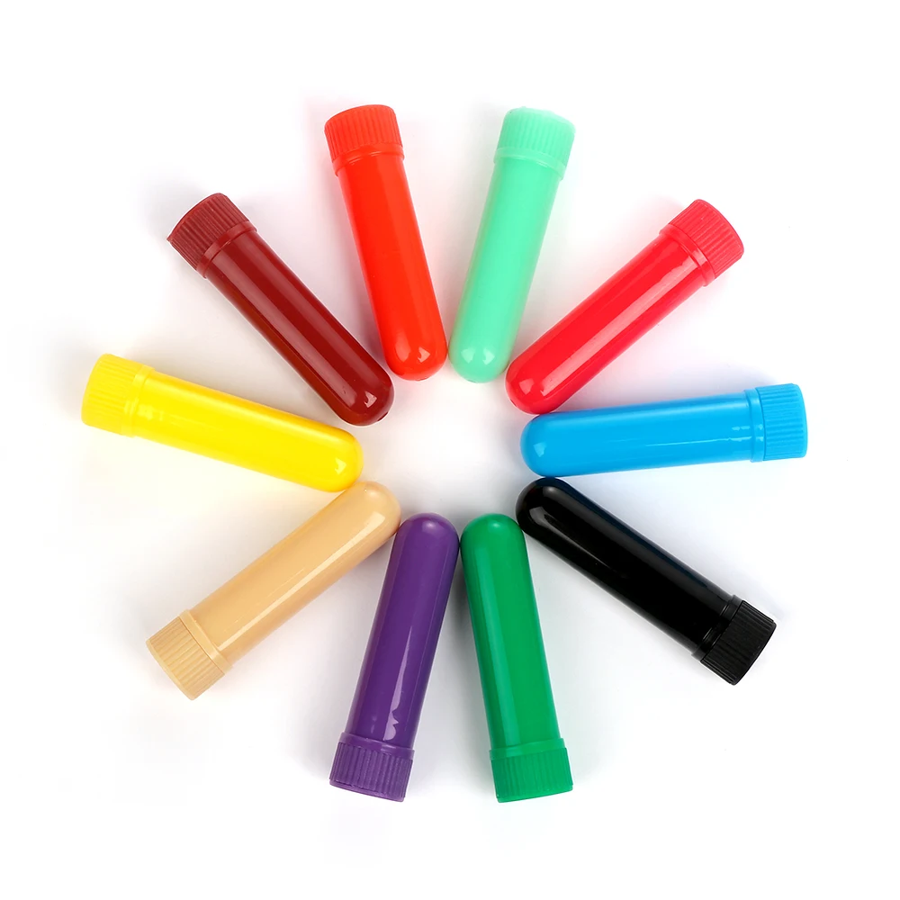 6 шт пластиковые пустые носовые ароматерапевтические трубки ингаляторов палочки с фитилями для эфирного масла нос носовой контейнер 12 цветов