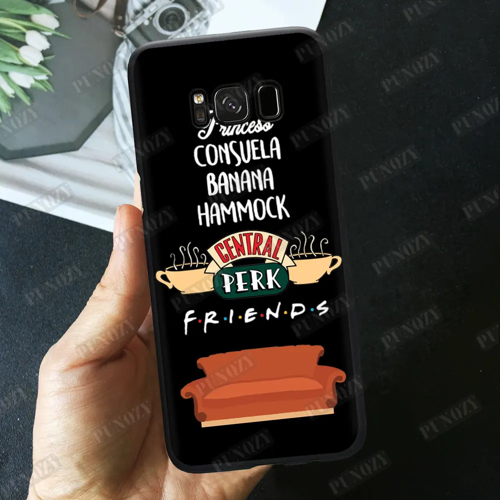 PUNQZY Friends ТВ шоу центральный PERK чехол для телефона для S10 S8 S9 Plus A50 A70 A30 S10E S7 супер кавычки Мягкий ТПУ Черный силиконовый чехол