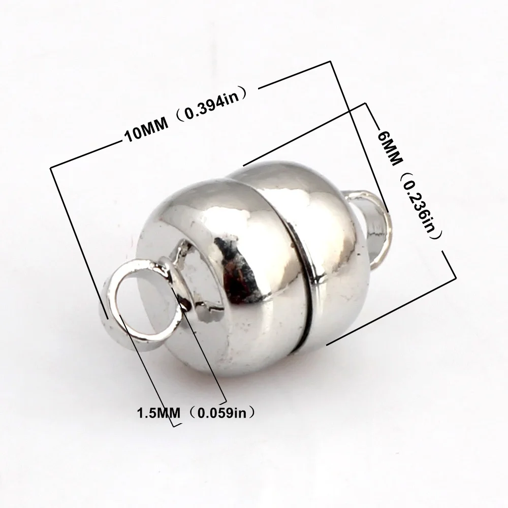 

OlingArt 6*10mm 3pcs/lot Flat round Magnetic Clasp Rhodium DIY various rope bracelets and necklaces Jewelry making NEW 2018