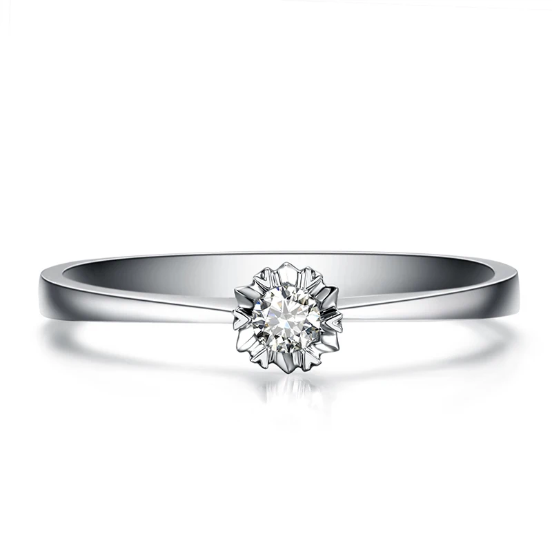 Женское кольцо с бриллиантами круглое золото 18 К 0 07 карат|engagement rings women|18k gold realgold