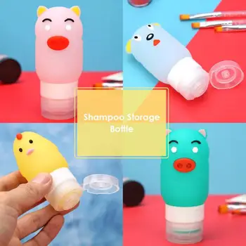 

1PC 70ML Travel Refillable Bottles Portable Silicone Cartoon Shampoo Lotion Container Bottles
