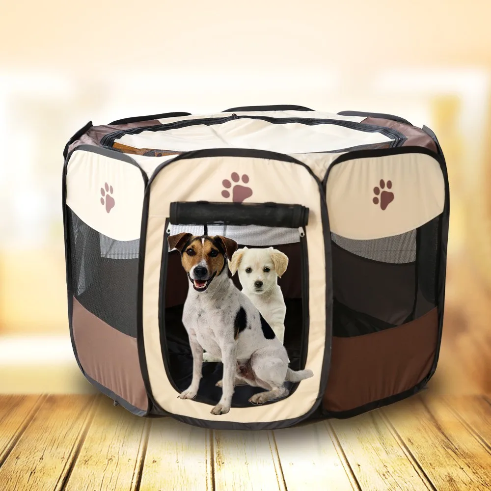 HOT Portable Folding Pet tent Dog House Cage Dog Cat Tent Playpen Puppy Kennel Easy Operation Octagonal Fence outdoor supplies