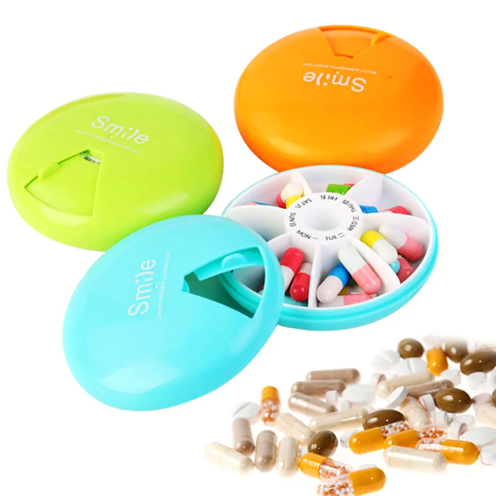 

Portable Travel Pill Case Weekly Rotate 7 Days Drugs Organizer Pills Dispenser Medicine Storage Container Pillbox 9CM HG