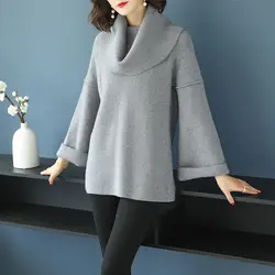 Для женщин Свитер с воротником пуловеры осень-зима Дамская мода дизайнерский свитер с длинным рукавом