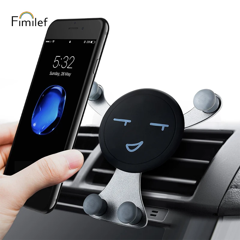 

Fimilef Gravity Smartphone Stand Car Cell Phone Holder Smile Face Snap-type PhoneS GPS Stand Universal Car Air Vent Mount Holder