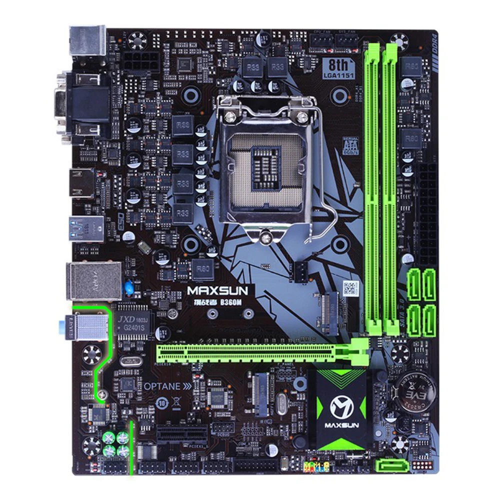 MAXSUN материнской Challenger B360M lga 1151 двухканальный DDR4 2133 мГц памяти SATS3.0 M.2 PCI Express X1 VGA + DVI