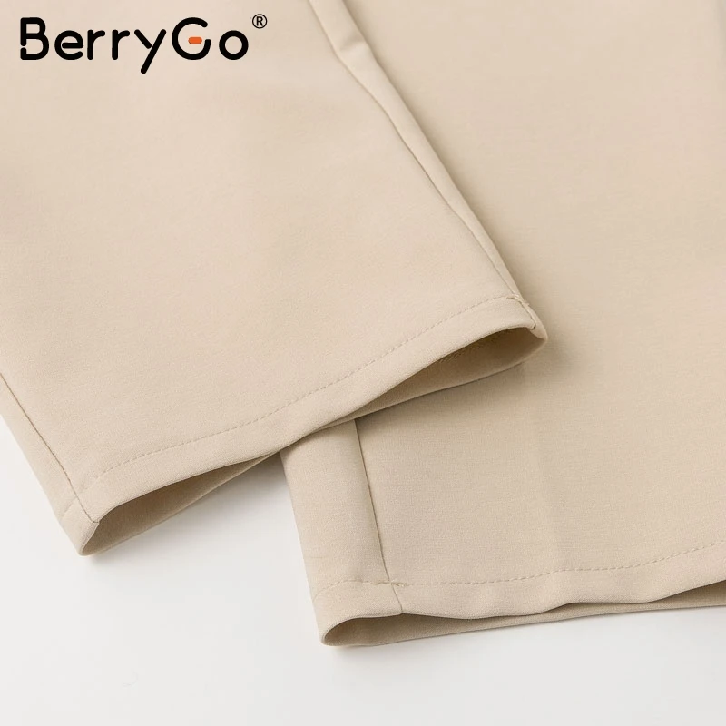 BerryGo однотонные повседневные женские брюки-шаровары с высокой талией, офисный Женский блейзер, костюм, брюки, свободные женские брюки длиной до щиколотки