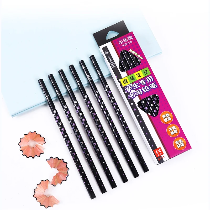 

12pcs/set HB Writing Pencils Children Kids Student Writing Posture Correction Grip Fixed Point Triangle Pencil School Supplies