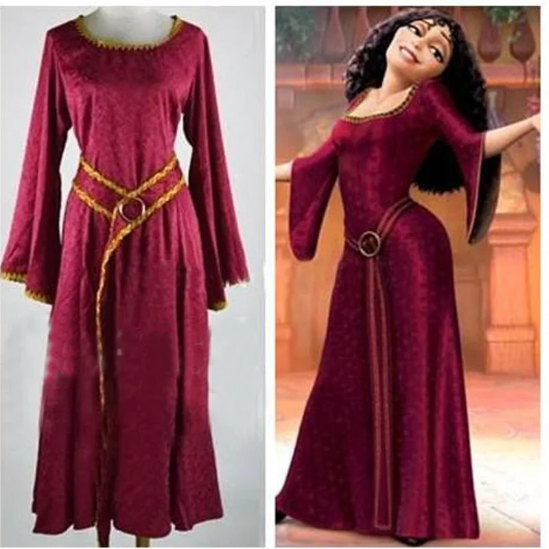 Rapunzel Tangled Mother Gothel Princess Dress Cosplay Costume Halloween