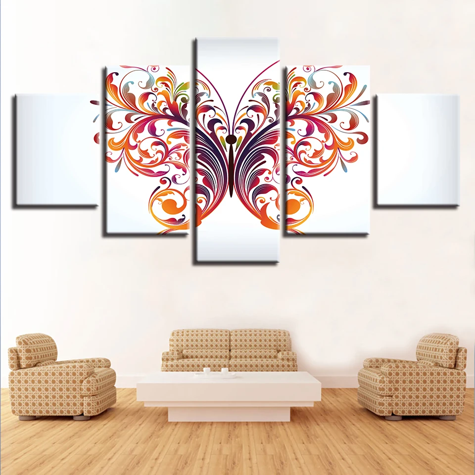 

Modular Canvas Paintings Posters 5 Pieces Abstract Color Butterfly Pictures Decoration Home Living Room Modern Prints Wall Art
