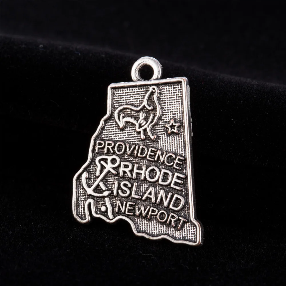 

my shape 30pcs Rhode Island hand stamped jewelry map charms