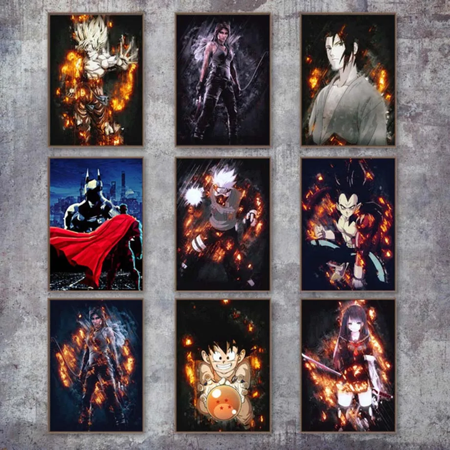 

Modern Canvas Painting Nordic Art Print Anime Tomb Raider Role Sasuke Mario Naruto Movie Poster Home Decor Boy Room Wall Picture