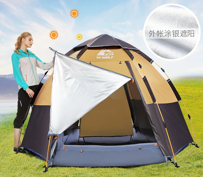 Quick Automatic Open Tent 3-4 Person Double Layer Large Camping Family For Outdoor Recreation Party Tents Awning Beach Tent