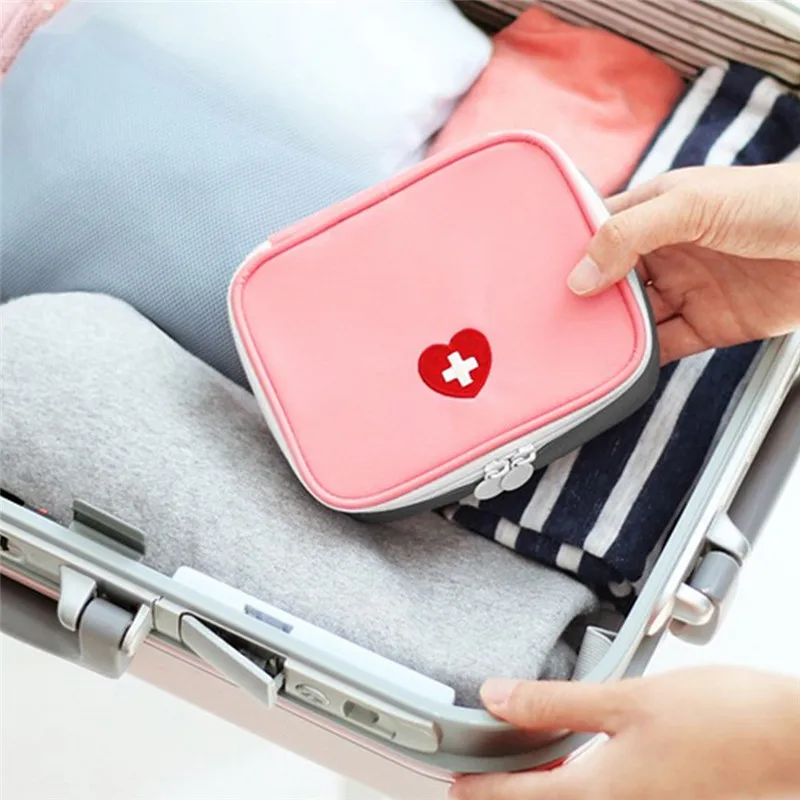 Travel Accessories Portable Makeup First Aid Kit Organizers Emergency Cotton Fabric Medicine Bag Pill Case Splitters Box