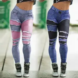 Laamei для женщин джинсы для стиль Демин печати череп эластичные леггинсы тренажерные залы модные 3D тренировки Леггинсы для занятий фитнесом