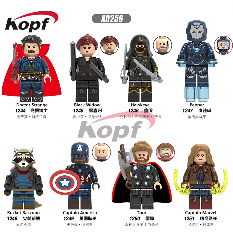 

Avengers 4 Endgame Super Heroes Doctor Strange Black Widow Pepper Building Blocks Bricks Action Figures Toys For Children X0256