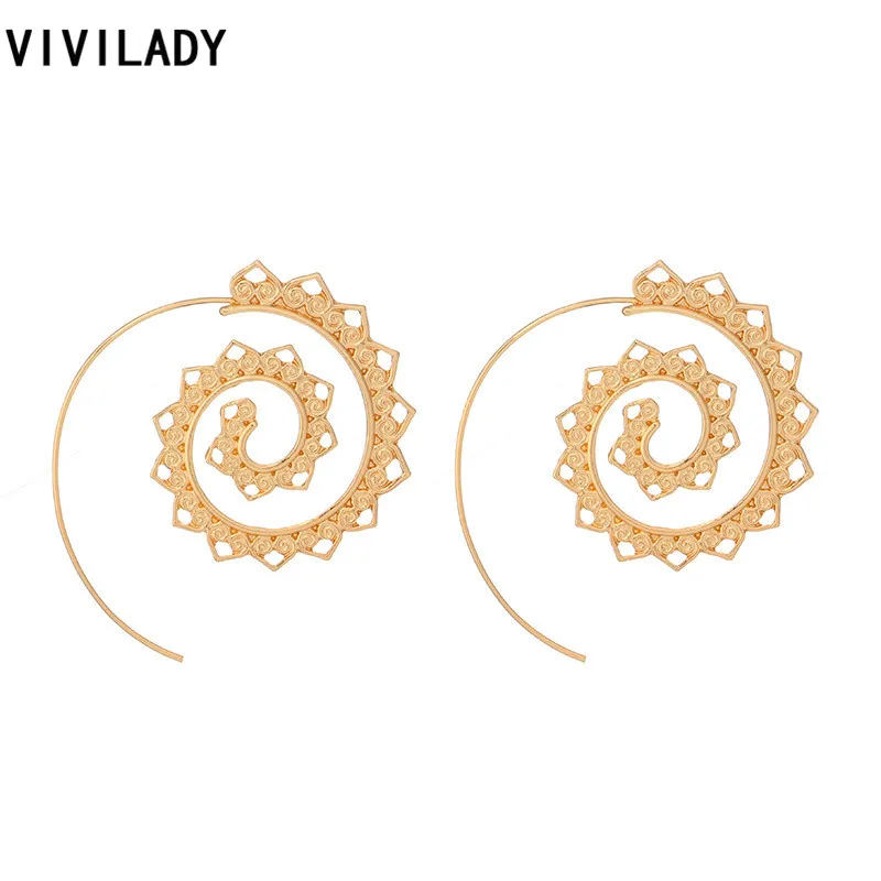 

VIVILADY Punk Swirl Hoop Earring for Women Brincos Steampunk Style Party Phoenix Jewelry Accessories Gold Silver Color Bijoux