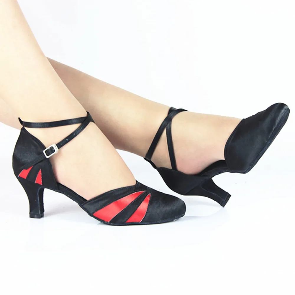 Salsa обувь для женщин сатин Материал Доры Цвет Туфли для латинских танцев для дам каблук 6/7/7.5/8.5 см могут быть настроены JYG866