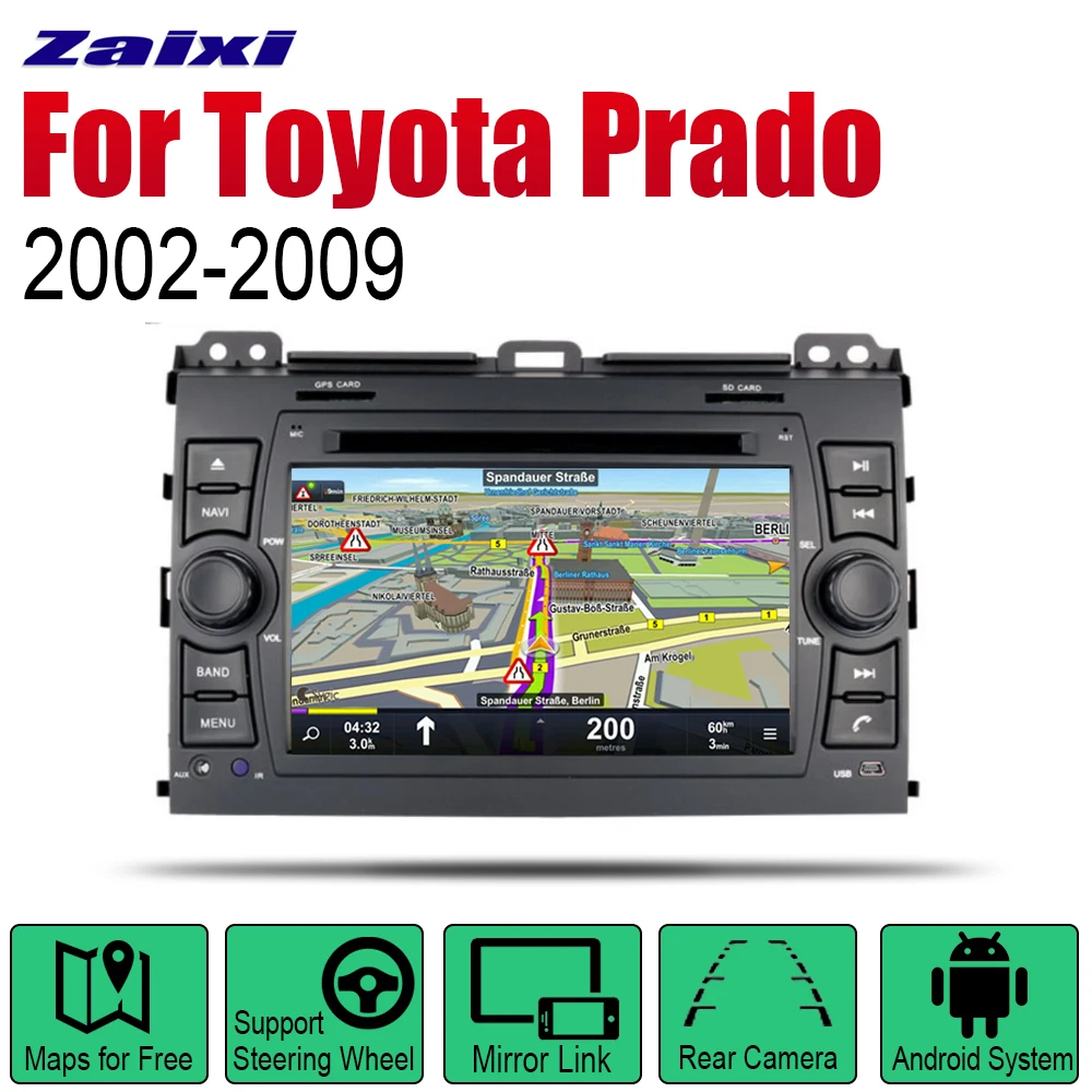 

ZaiXi Auto Radio 2 Din Android Car DVD Player For Toyota Prado 2002~2009 GPS Navigation BT Wifi Map Multimedia system Stereo