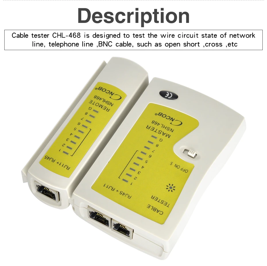 CNCOB RJ45 и RJ11 сетевой кабель тестовый er Ethernet LAN Сетевой тестовый инструмент Cat5E Cat6A Cat3 RJ12 CHL-468 UTP FTP детектор