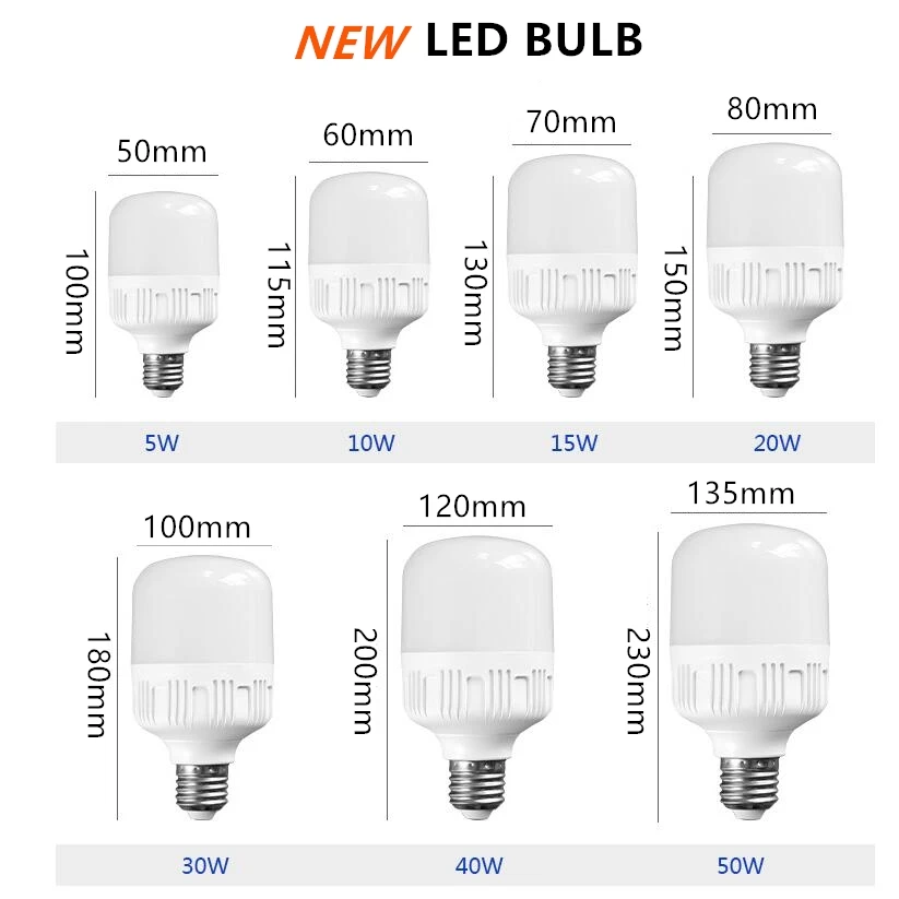 Светодиодные лампы E27 220 V-240 V светодиодное освещение смарт-IC Мощность 5 W 10 W 15 W 20 30 Вт, 40 Вт 50 W напольный свет лампы кухня