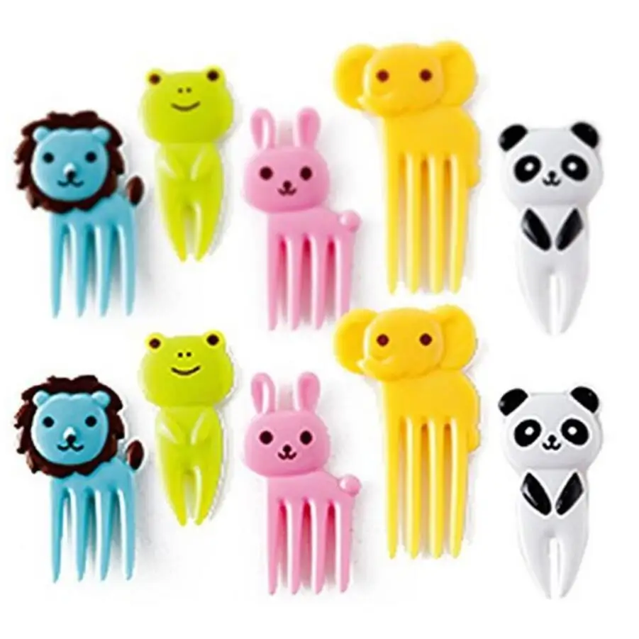 10pcs/set Fruit fork Kids Cute Fork Cutlery Baby Food Feeding Tableware Toddler Dinnerware Portable Utensil Infant Tableware
