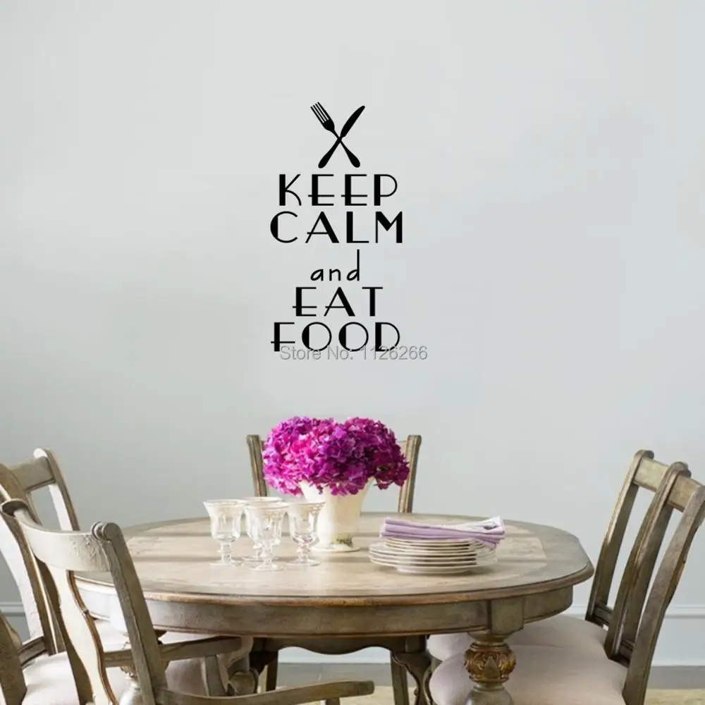 Кухонные цитаты Keep Calm and Eat Food виниловые настенные наклейки съемные семейное