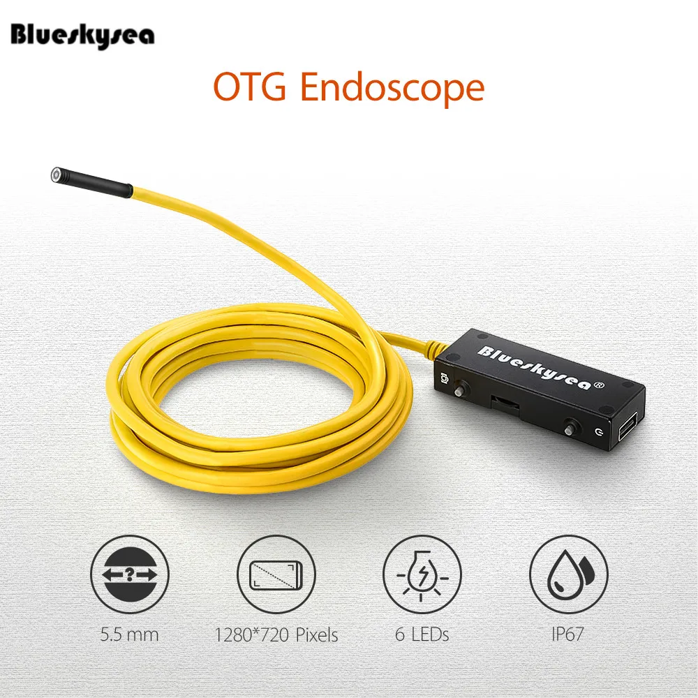 5.5mm OTG Endoscope 10m Snake Tube Borescope 3.5m Inspection Camera