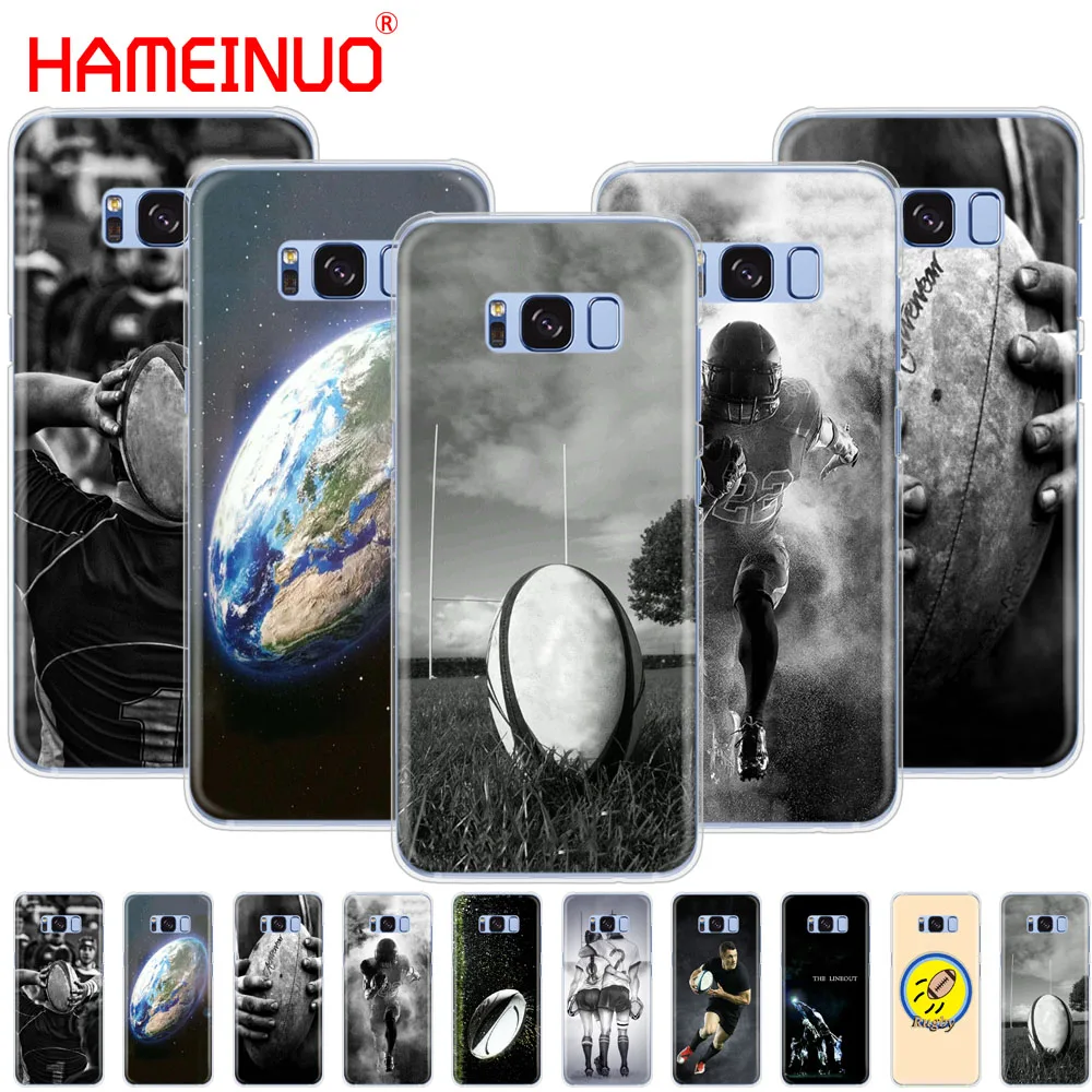 HAMEINUO كرة رجبي الرياضة الخليوي غطاء إطار هاتف محمول لسامسونج غالاكسي S9 S7 حافة زائد S8 S6 S5 S4 S3 البسيطة