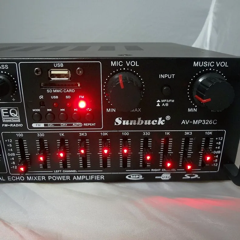 220 V-240 V 200W+ 200W SUNBUCK AV-MP326C Профессиональная Цифровая Эхо-смеситель усилитель домашний караоке усилитель с EQ выравнивания