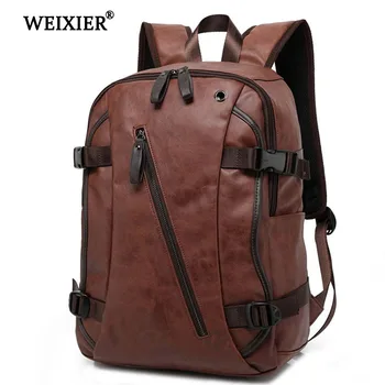 

New PU Men's Leisure Travel Backpack Student School High Quality Backpack Classic Design Laptop Solid Color Bag