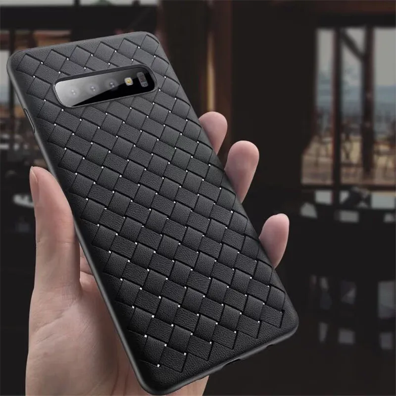 

Case For Samsung Galaxy S8 S9 S10 Plus S10e Case Luxury Grid Woven soft Silicone Shockproof Cover Case for Samsung Galaxy Note 9