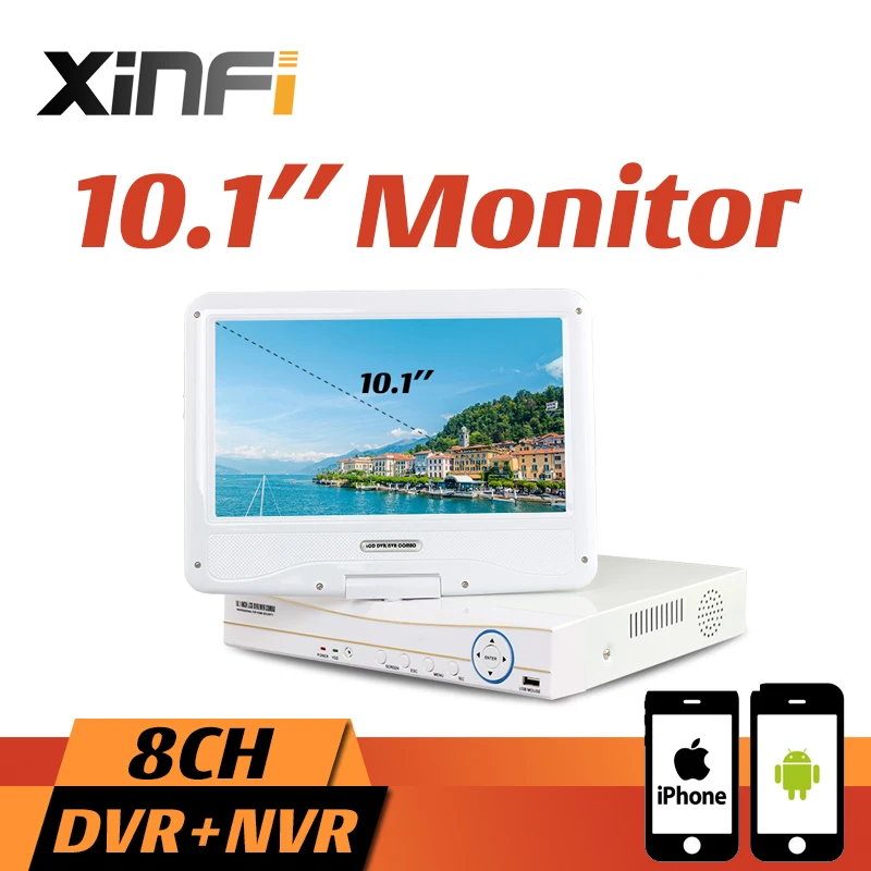 

Xinfi New 10.1" LCD Monitor CCTV 8CH HVR 1080P Recorder HDMI Output AHD DVR 8 channel HVR DVR NVR Support Analog IP Camera
