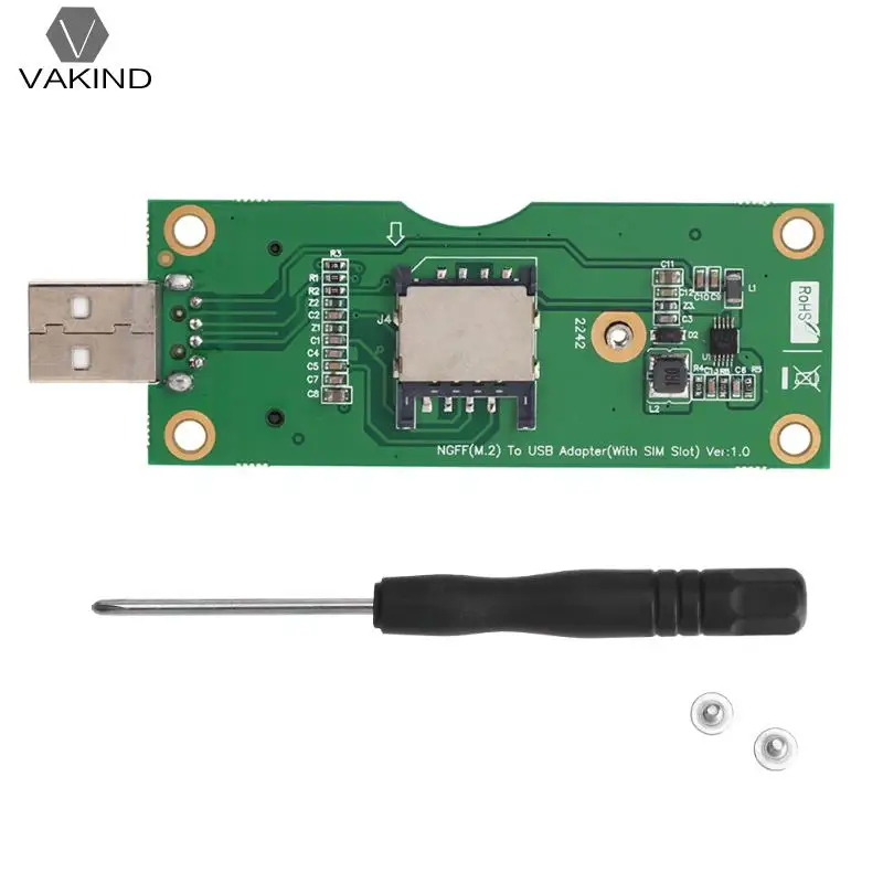 

Wireless NGFF M.2 Key B USB 2.0 Adapter with SIM Card 8 Pin Slot for WWAN/LTE/4G Module for Desktop Laptop Computer PC
