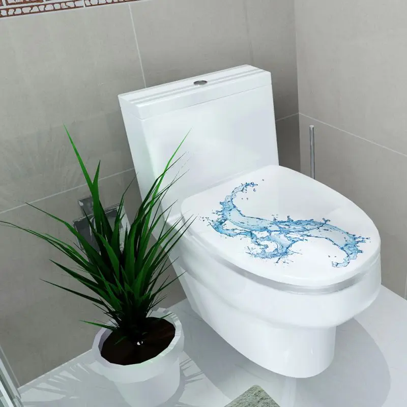 

New 32*39cm Sticker Toilet Stool WC Pedestal Pan Cover Sticker Commode home decor Bathroon decor 3D printed flower view