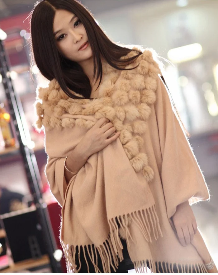 winter scarf women real fur shawls (14)