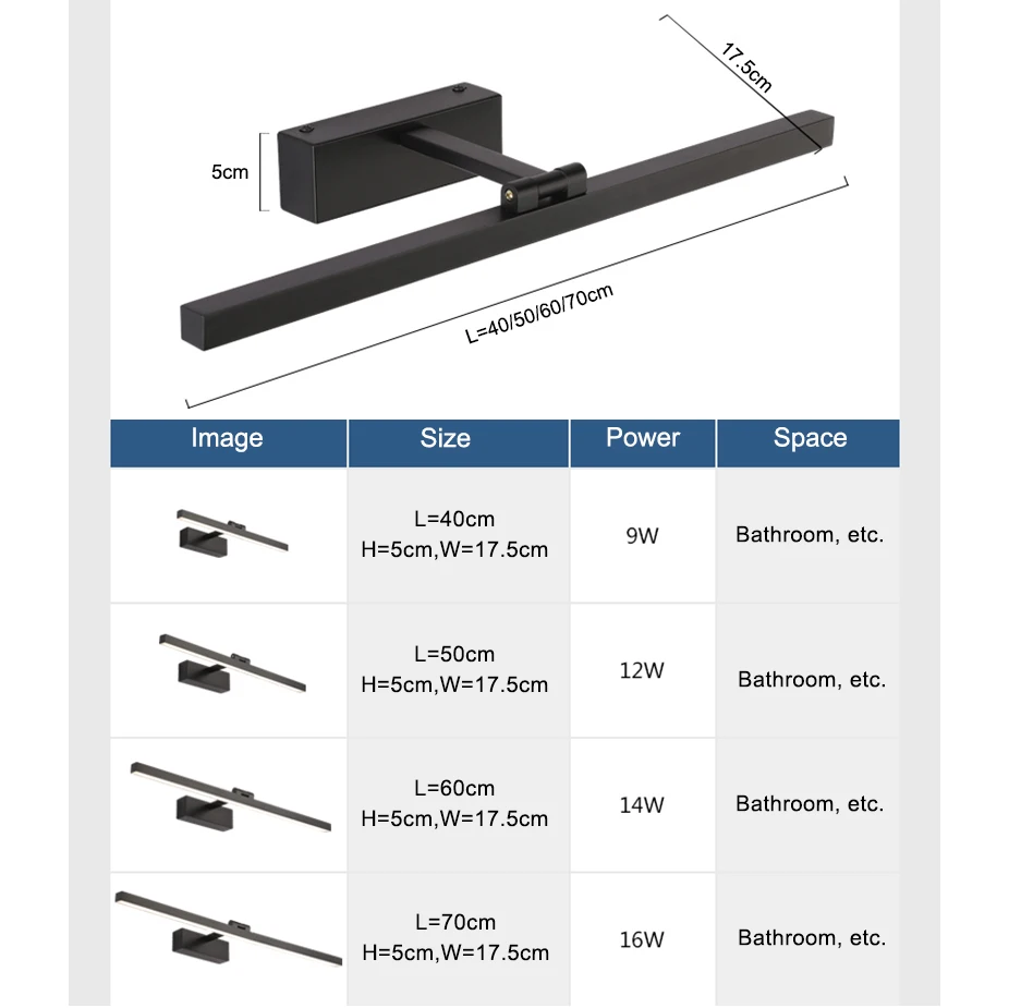 الحديثة Led الحمام الغرور الجدول مرآة الجدار ضوء شنت الصناعية نوم ماكياج جدار مصباح ضوء للماء الفولاذ المقاوم للصدأ