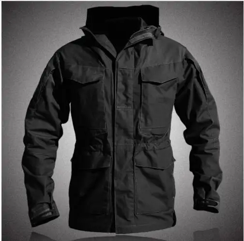 M65 армейская одежда, тактическая ветровка, мужская осенне-зимняя куртка, водонепроницаемая, износостойкая, ветрозащитная, дышащая, для рыбалки - Цвет: black