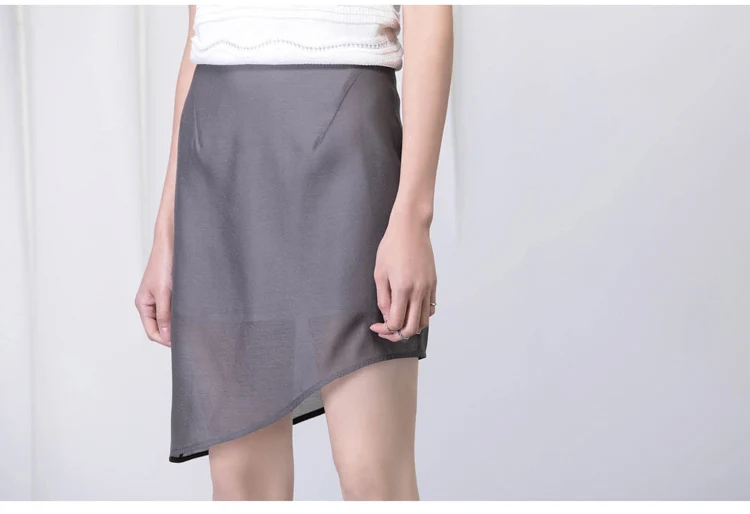 Настроить минимализм наклона маятник лето тонкая короткая простая юбка плюс размер Асимметричная мини элегантная Асимметричная юбка из органзы