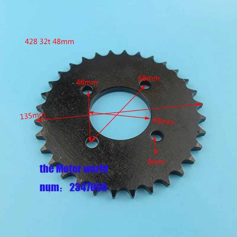 Алюминий гоночные Запчасти для мотоциклов, цепные 420/428/520/530 задние звездочки 32 T/35 T/40 T/T 43/45 T/47 T/48 T/зуб для спортивной экшн-камеры Go-kart квадроцикл - Цвет: 428 32T