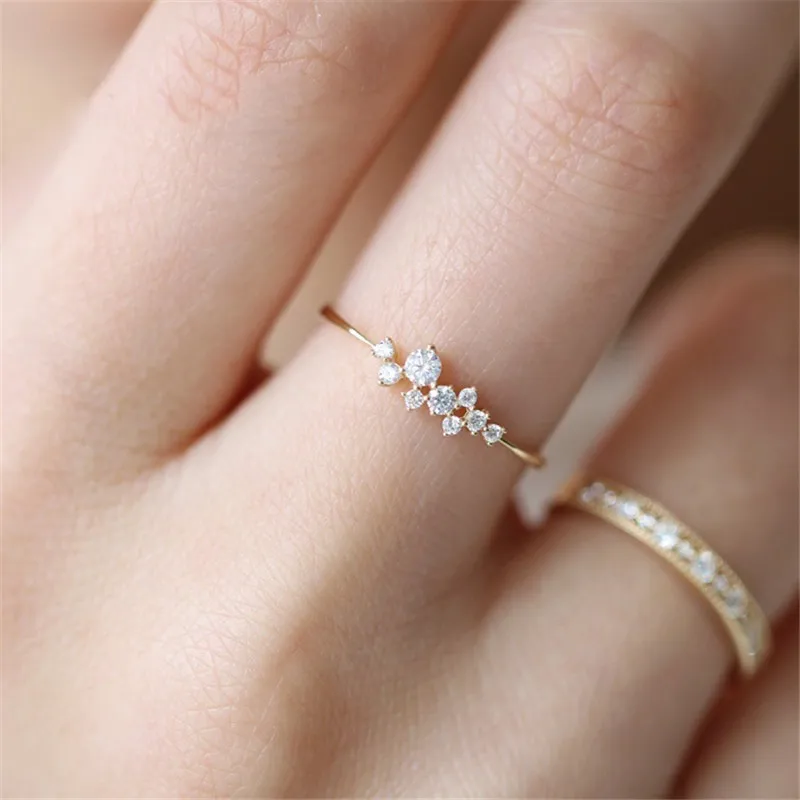 Новое модное обручальное кольцо с кристаллами, кольца для женщин золотого/серебряного цвета, женские вечерние Обручальные кольца, Подарочные ювелирные украшения