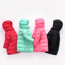 2017New Girls And Boys X-Long Down Jacket Kids Hooded Coat Filling White Duck Down Winter Outwear Jacket For Children Down&Parka