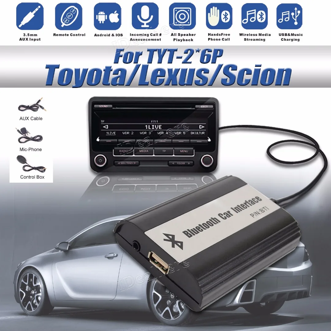 

New 1 Set Car Hands-free Stereo USB AUX Adapter Interface Auto Bluetooth Kits for Toyota 2*6 Lexus Scion Part Car Electronic